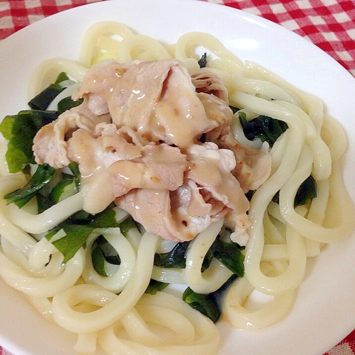 豚バラ肉とワカメの冷やしうどん♡